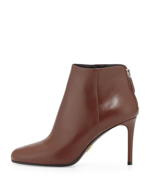 prada zipper-back stilettos|Prada leather ankle boots.